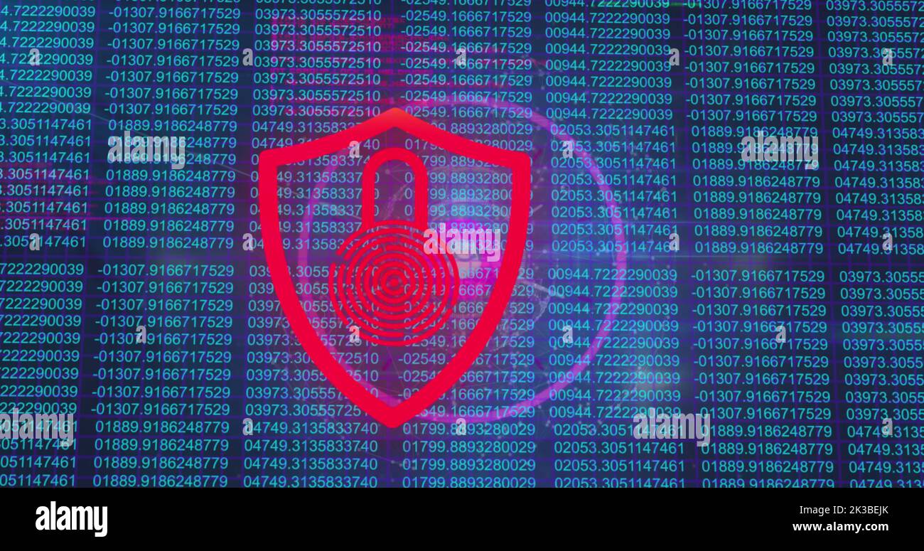 Image of data processing over padlock Stock Photo