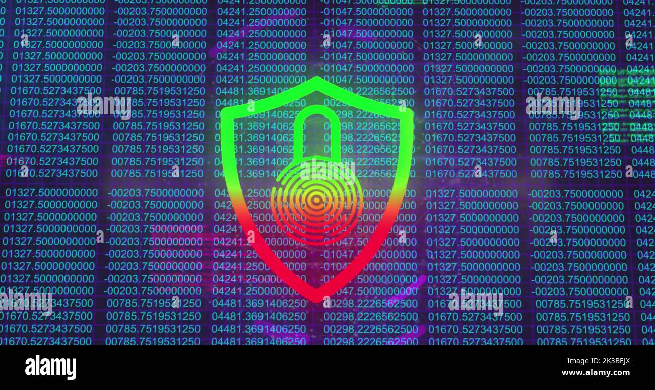 Image of data processing over padlock Stock Photo