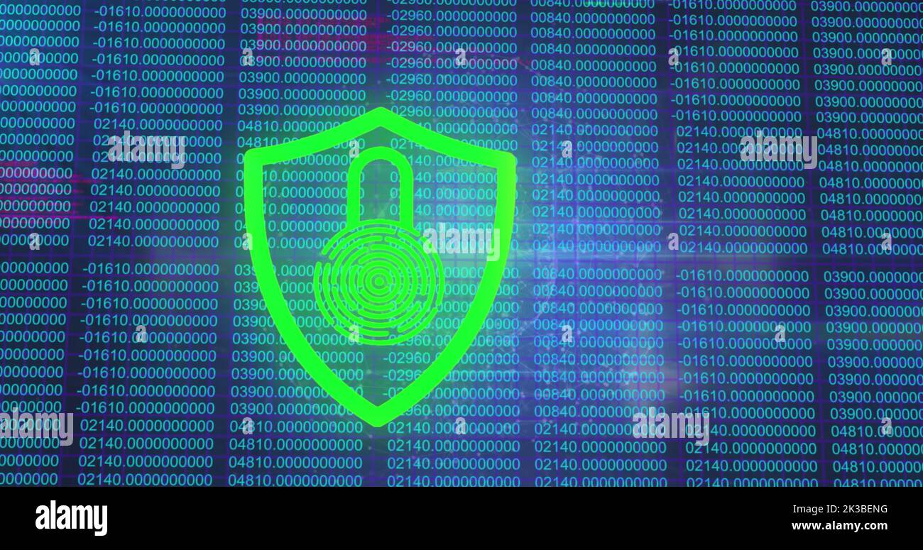 Image of data processing over padlock Stock Photo