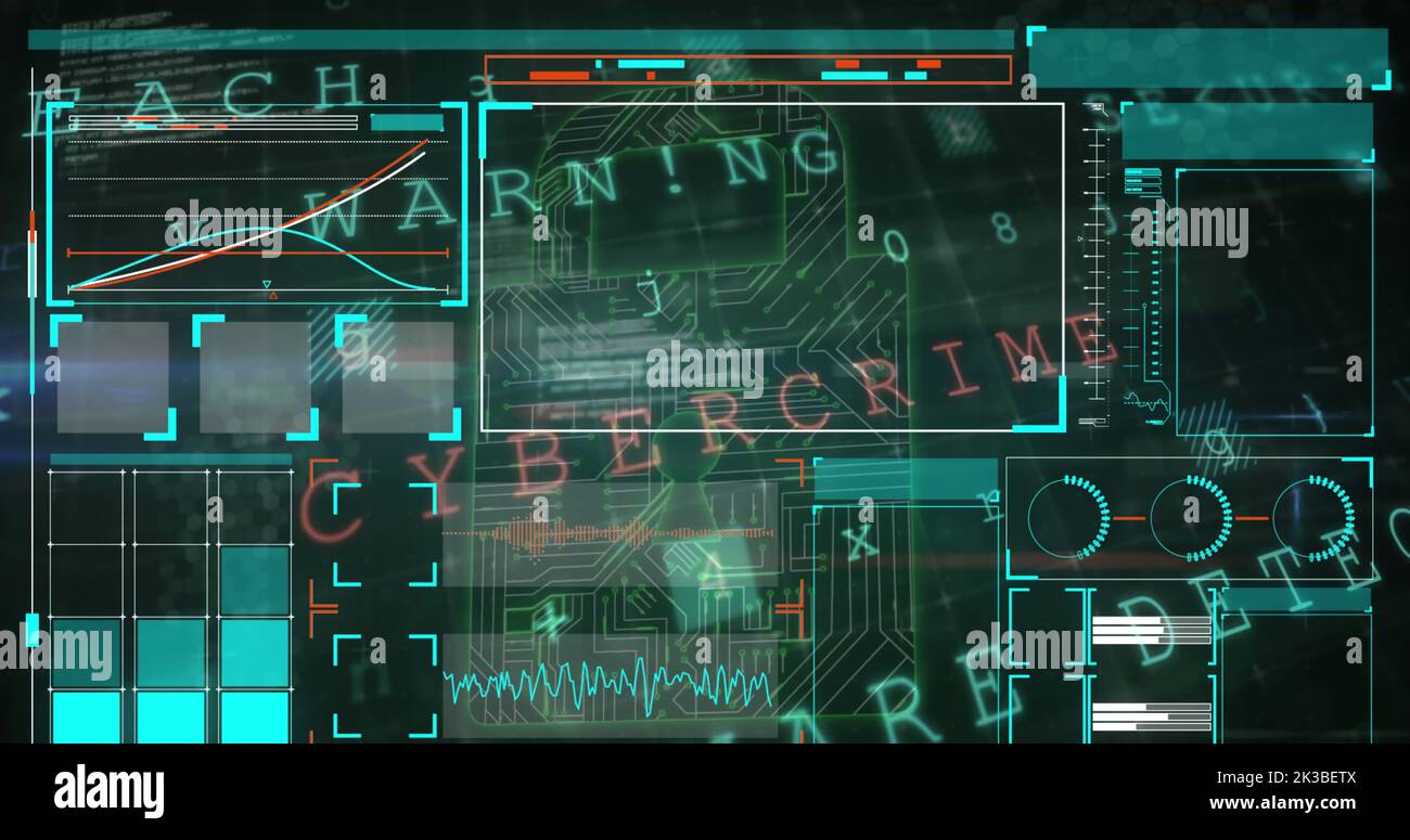 Image of data processing over padlock Stock Photo