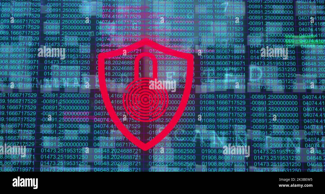 Image of data processing over padlock Stock Photo