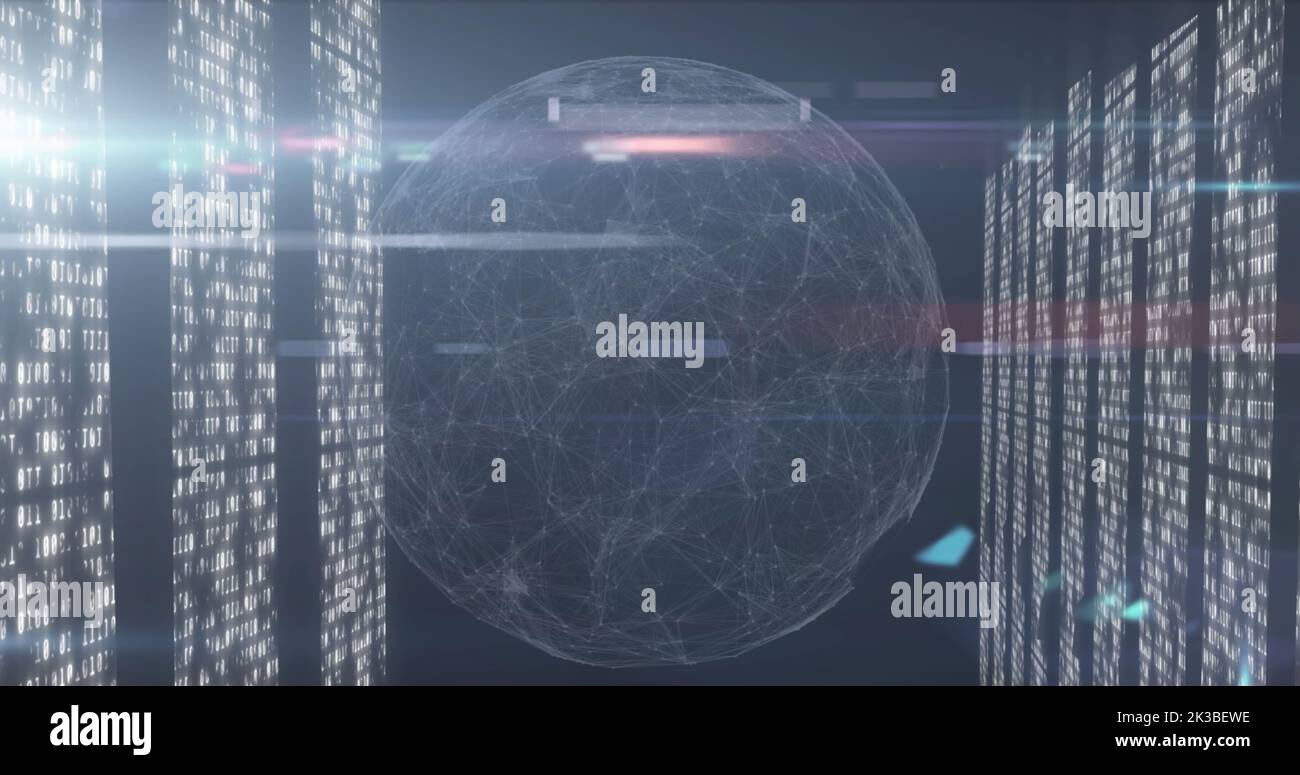 Image of data processing over globe Stock Photo