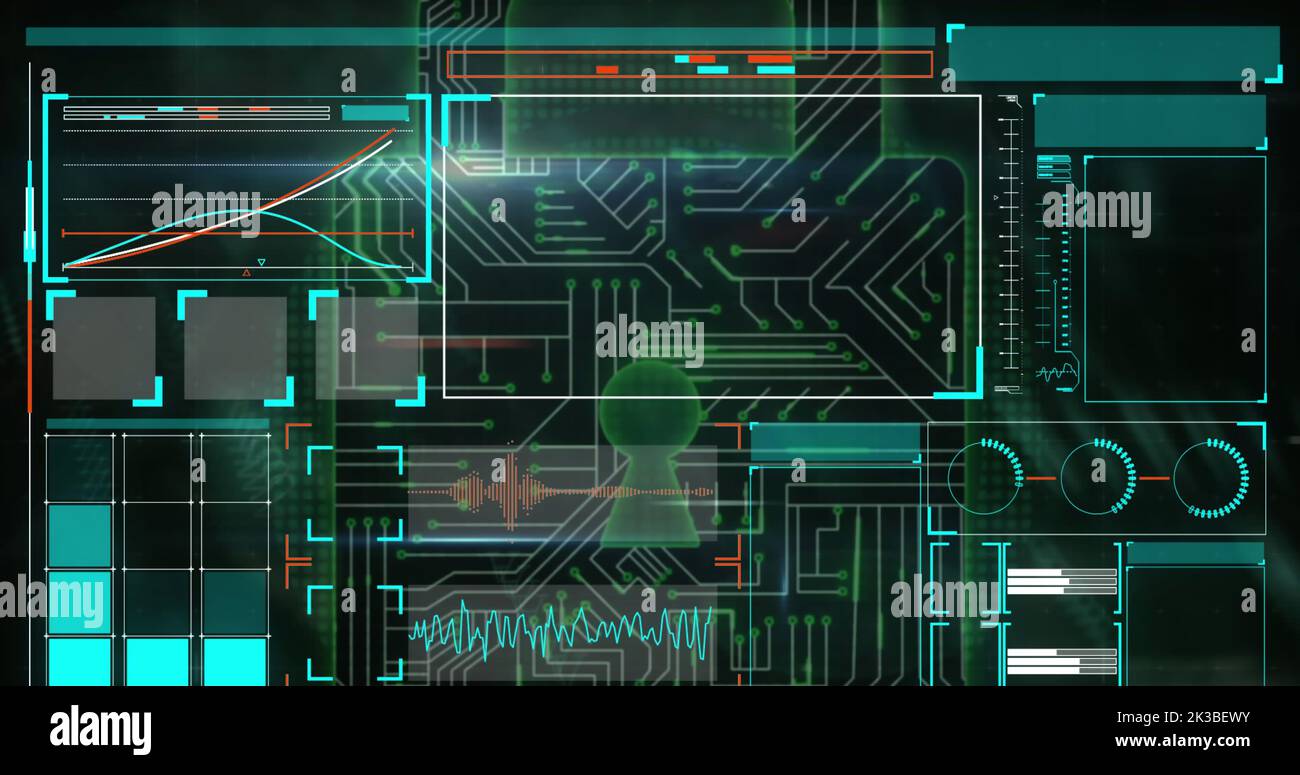 Image of data processing over padlock Stock Photo