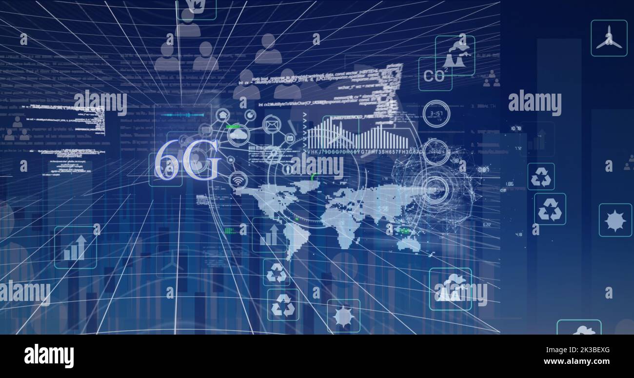 Image of data processing over world map Stock Photo - Alamy