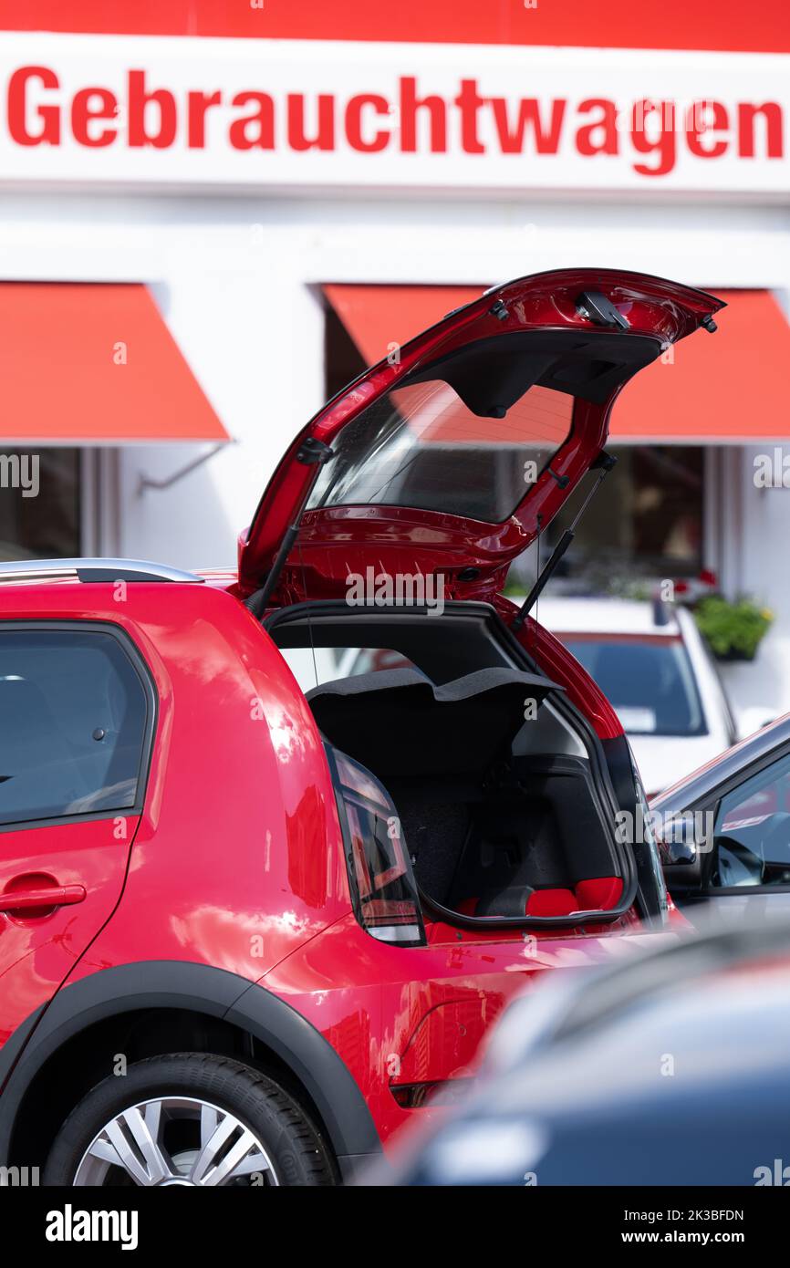 Dresden, Germany. 22nd Sep, 2022. New cars and used cars stand side by
