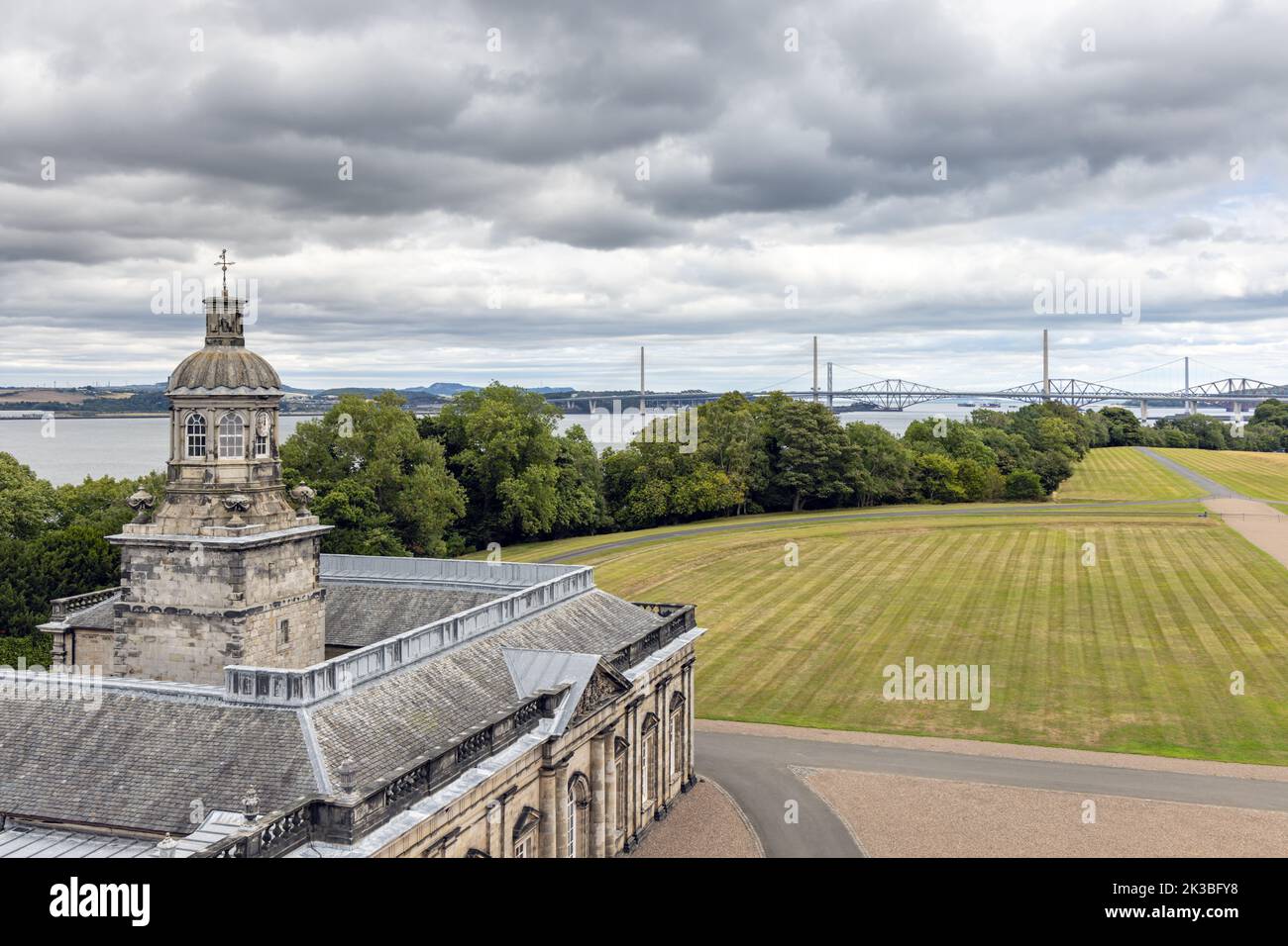 View from the roof of Hopetoun House, a stately home near South Queensferry in West Lothian, Scotland Stock Photo
