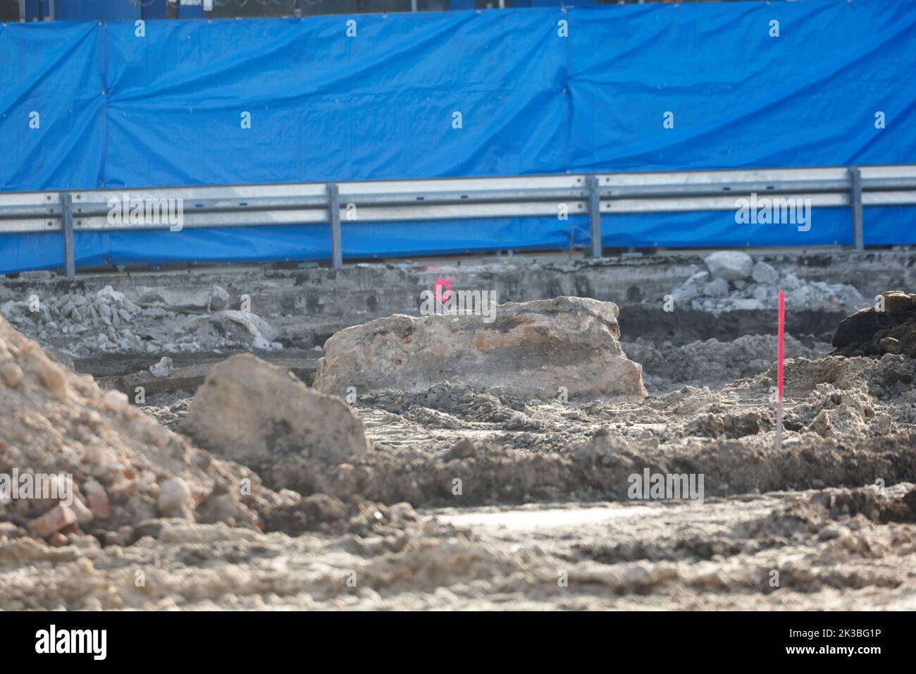 A view of the site of the bomb, during preparations to detonate a 50 kg World War II bomb in Berlin, Germany, September 26, 2022. REUTERS/Michele Tantussi Stock Photo