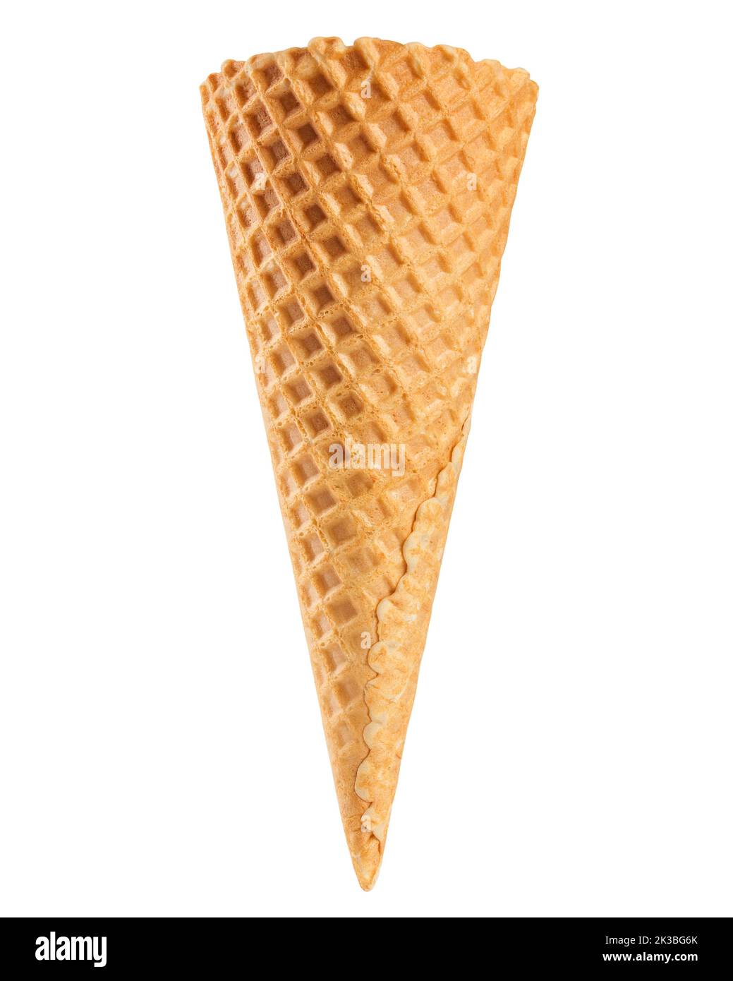 Empty ice cream cone isolated on white background clipping path full