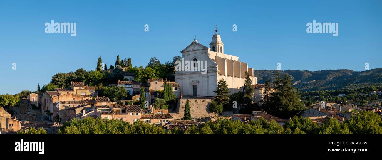 The church of Saint-Pierre de Bédoin, Provence, France. Image is car and  satellite dish free. Stock Photo
