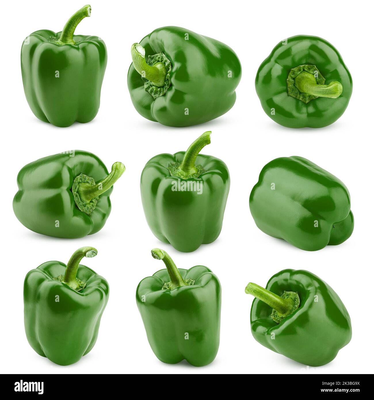 sweet green pepper, paprika, isolated on white background, clipping ...