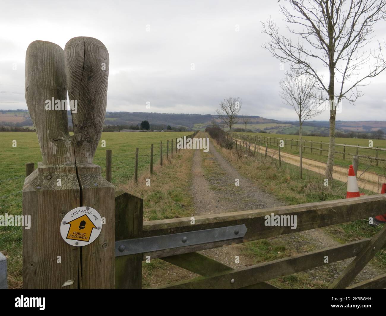 Cotswold Way long distance footpath National Trail. The Cotswolds AONB. South west England. UK
