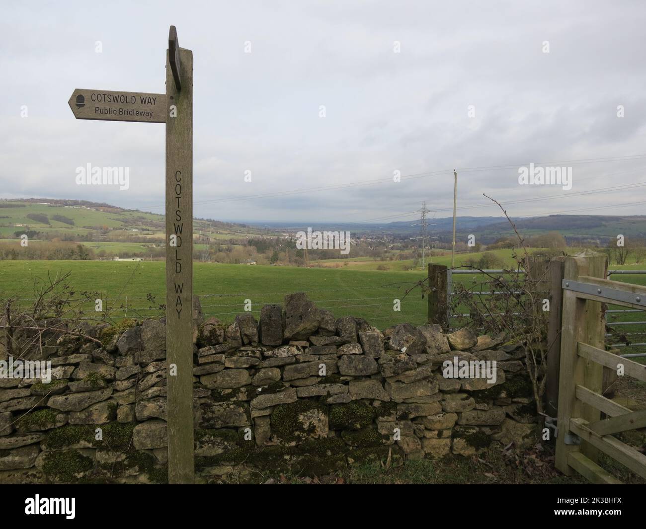 Cotswold Way long distance footpath National Trail. The Cotswolds AONB. South west England. UK