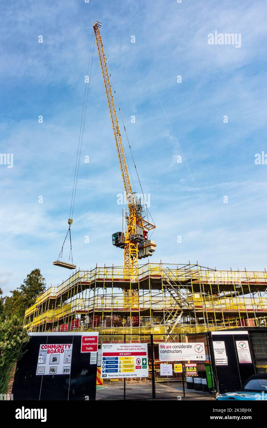 Construction Site,Tower Crane,Building Work,Scaffold Stock Photo