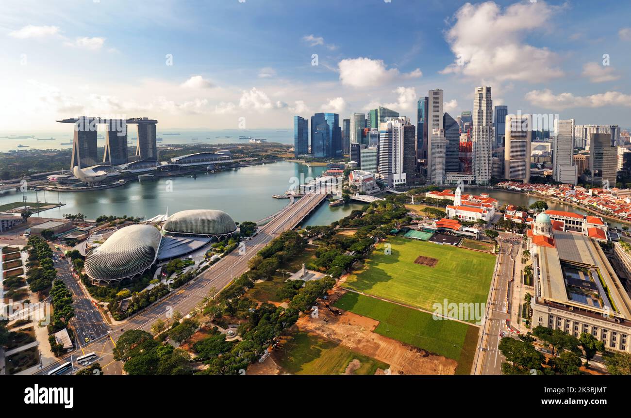 Aerial view of Singapore city at day Stock Photo