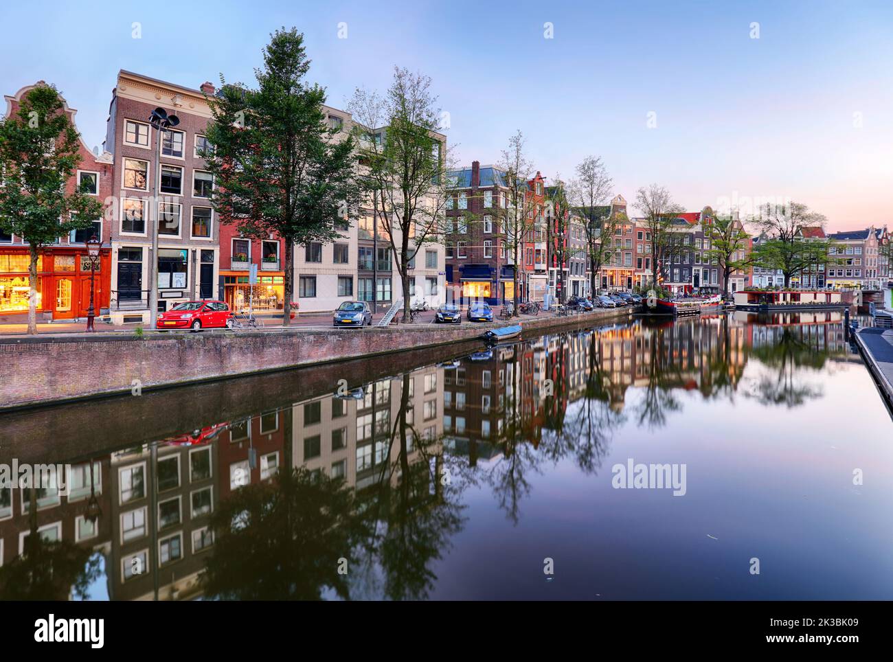 Traditional Dutch old houses on canals in Amsterdam, Netherland. Stock Photo
