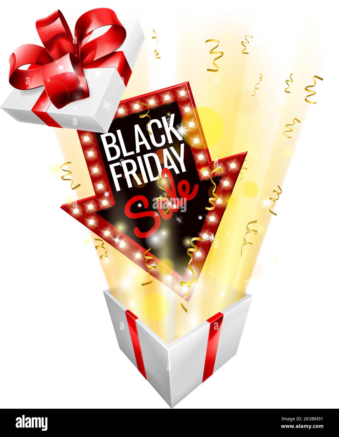 Black Friday Sale Gift Box Surprise Concept Stock Vector