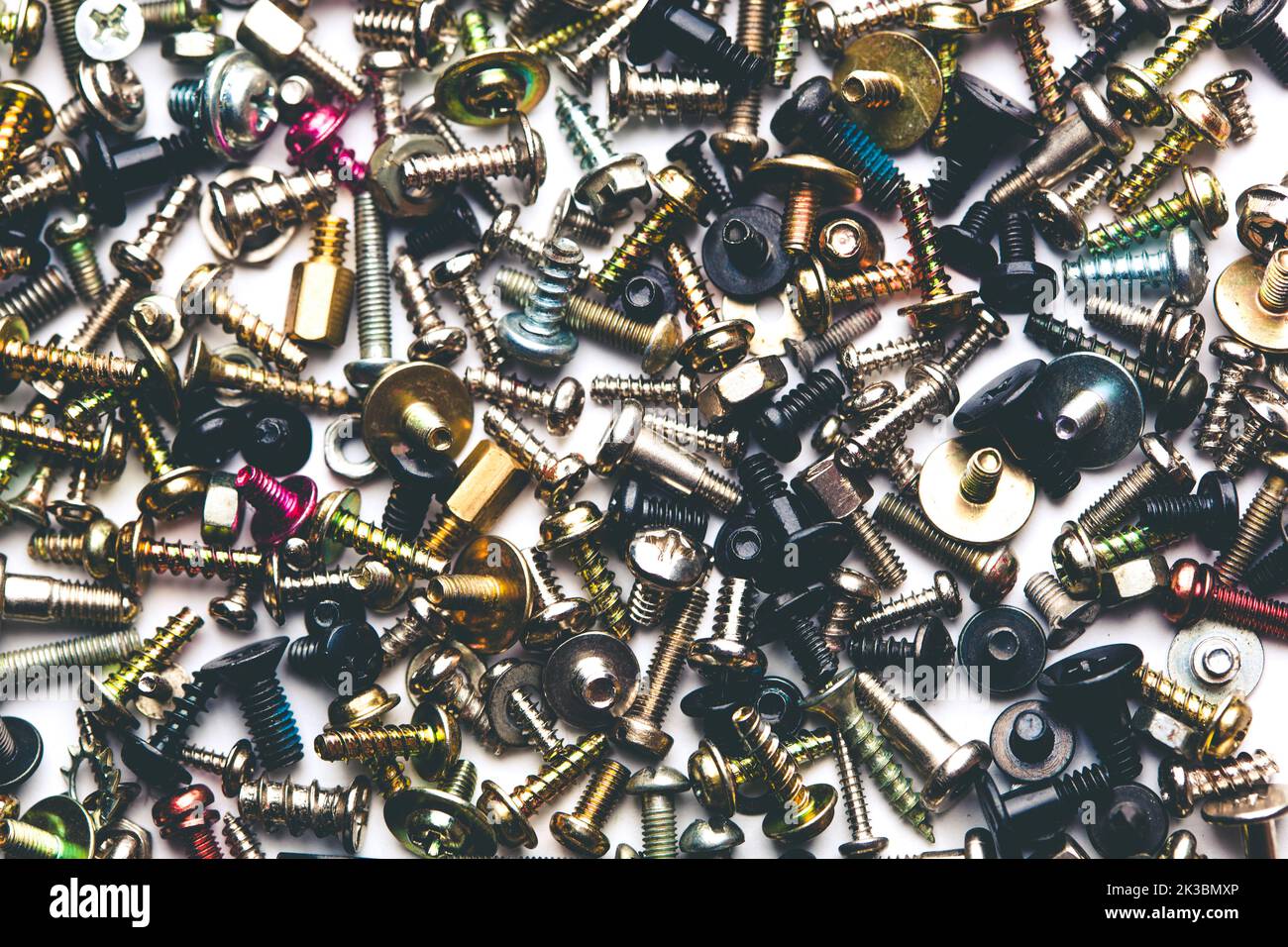 close up assortment many different bolts and screws Stock Photo Alamy