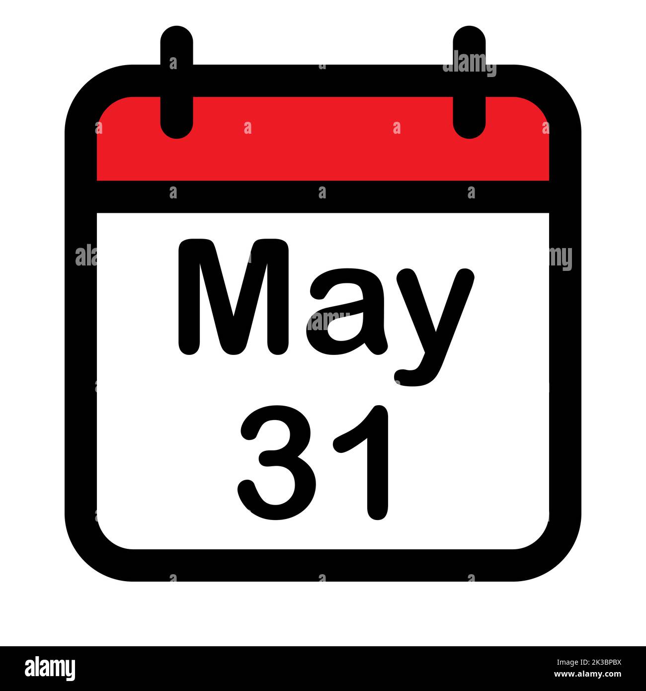 Calendar icon with thirty first may, vector illustration Stock Vector