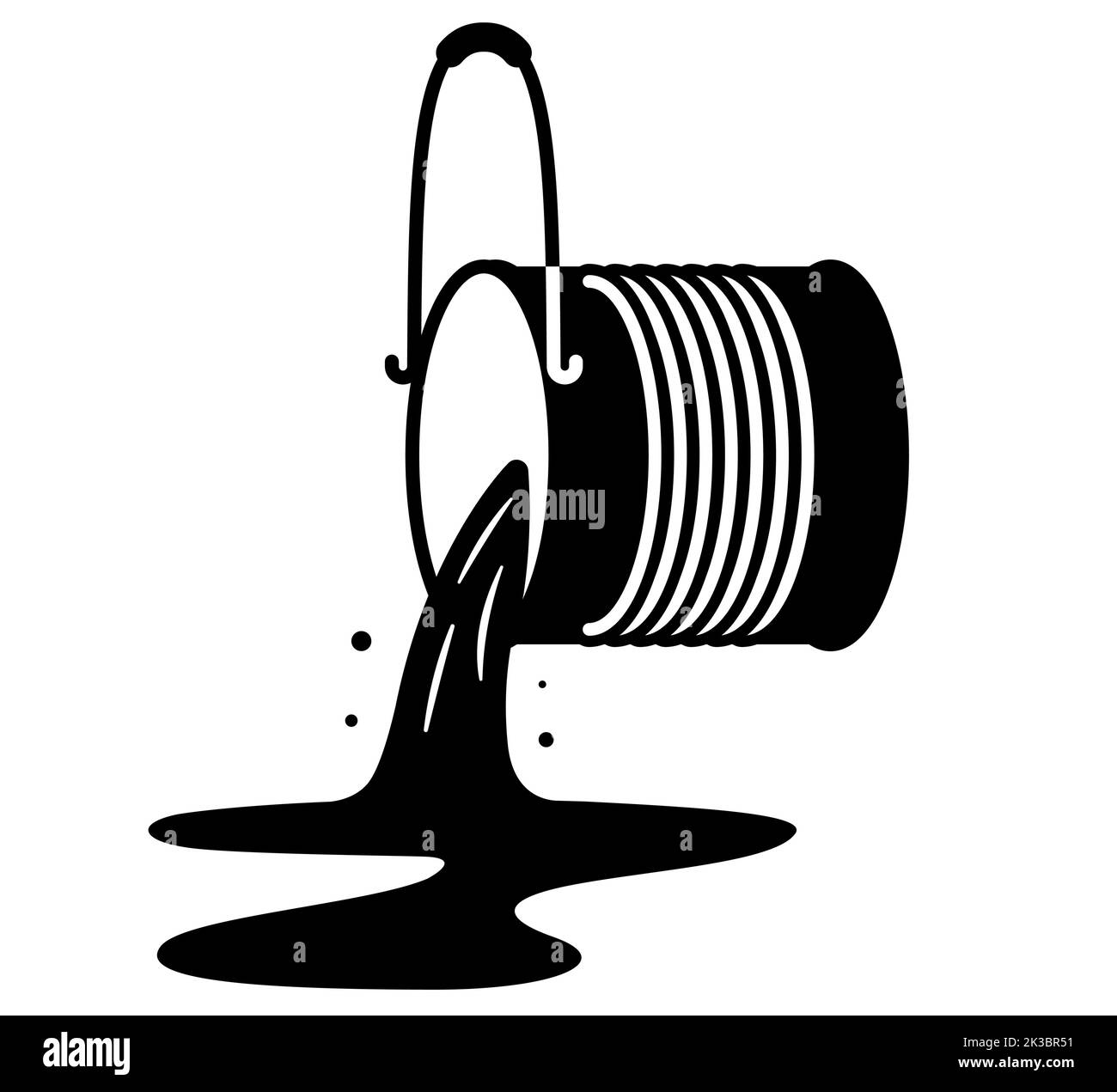 paint can black icon. pour paint to repair. flat vector illustration