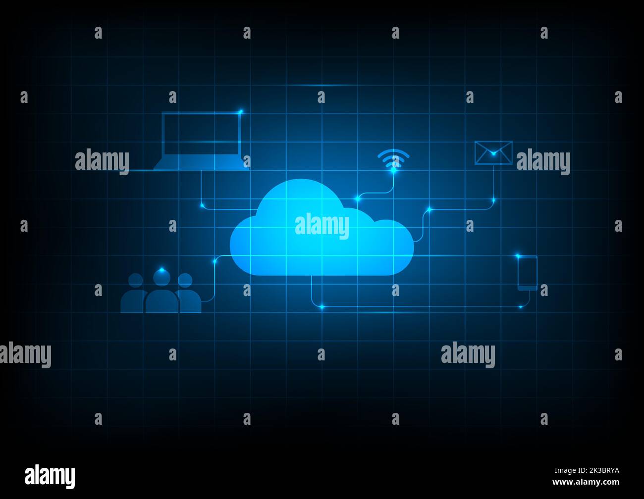Cloud computing concept. Cloud computing technology communication background. Vector illustration. Stock Vector