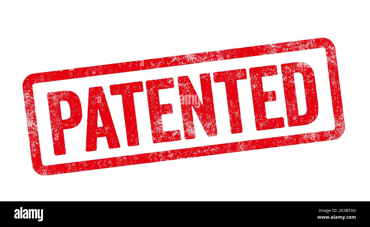 Red stamp on a white background - Patented Stock Photo