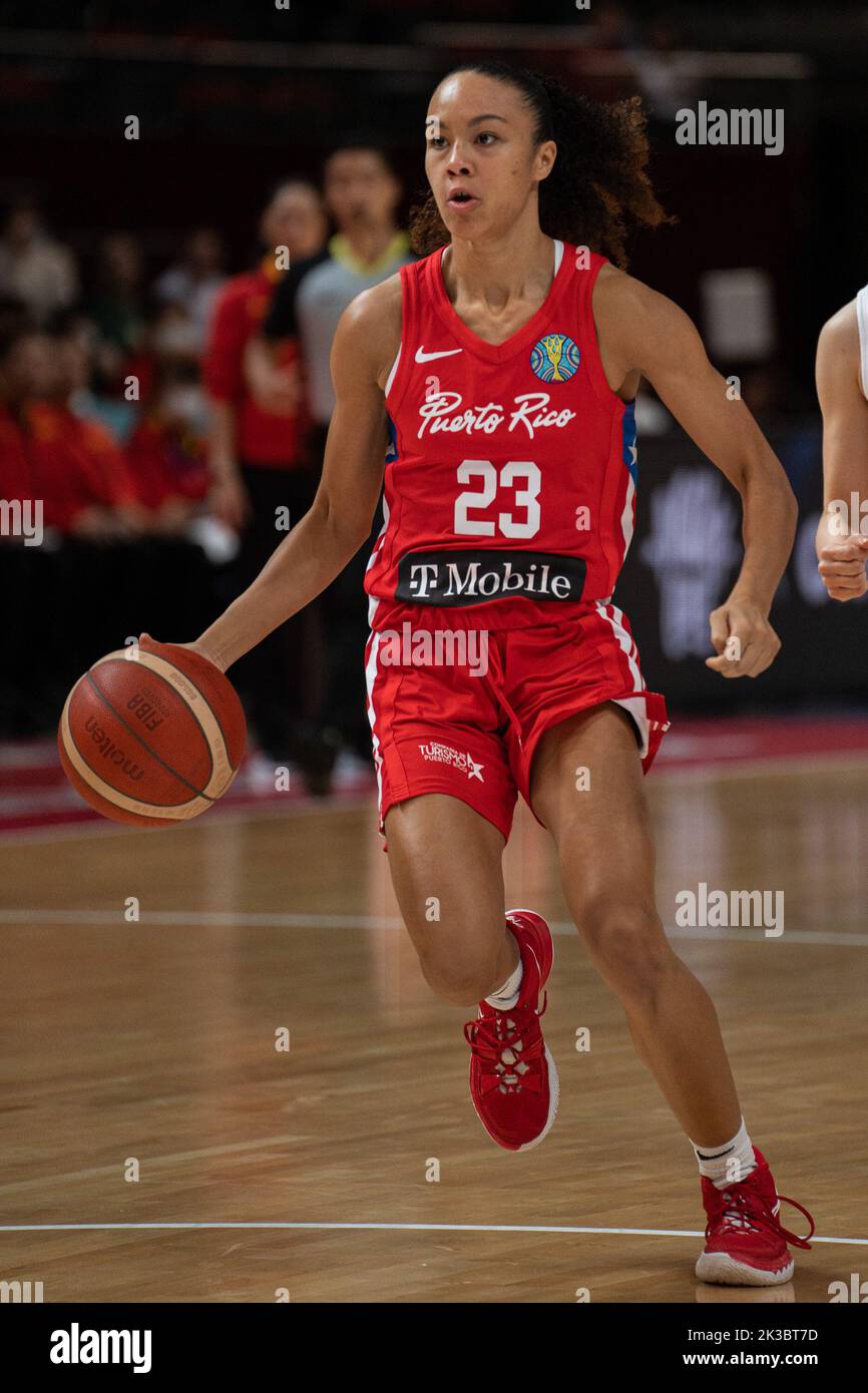 Sydney, Australia. 26th Sep, 2022. Trinity San Antonio (23 Puerto Rico) dribbles the ball during the FIBA Womens World Cup 2022 game between China and Puerto Rico at the Sydney Superdome in Sydney, Australia. (Foto: Noe Llamas/Sports Press Photo/C - ONE HOUR DEADLINE - ONLY ACTIVATE FTP IF IMAGES LESS THAN ONE HOUR OLD - Alamy) Credit: SPP Sport Press Photo. /Alamy Live News Stock Photo