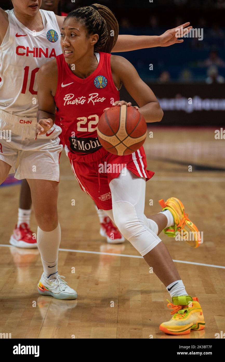 Sydney, Australia. 26th Sep, 2022. Arella Guirantes (22 Puerto Rico) drives to the basket during the FIBA Womens World Cup 2022 game between China and Puerto Rico at the Sydney Superdome in Sydney, Australia. (Foto: Noe Llamas/Sports Press Photo/C - ONE HOUR DEADLINE - ONLY ACTIVATE FTP IF IMAGES LESS THAN ONE HOUR OLD - Alamy) Credit: SPP Sport Press Photo. /Alamy Live News Stock Photo
