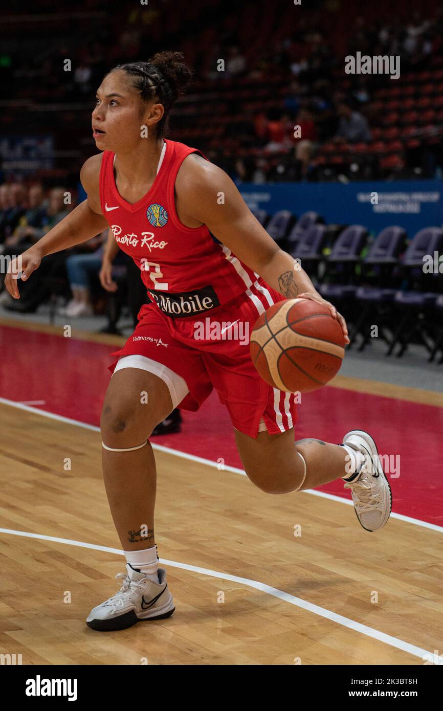 Sydney, Australia. 26th Sep, 2022. Brianna Jones (2 Puerto Rico) dribbles the ball during the FIBA Womens World Cup 2022 game between China and Puerto Rico at the Sydney Superdome in Sydney, Australia. (Foto: Noe Llamas/Sports Press Photo/C - ONE HOUR DEADLINE - ONLY ACTIVATE FTP IF IMAGES LESS THAN ONE HOUR OLD - Alamy) Credit: SPP Sport Press Photo. /Alamy Live News Stock Photo