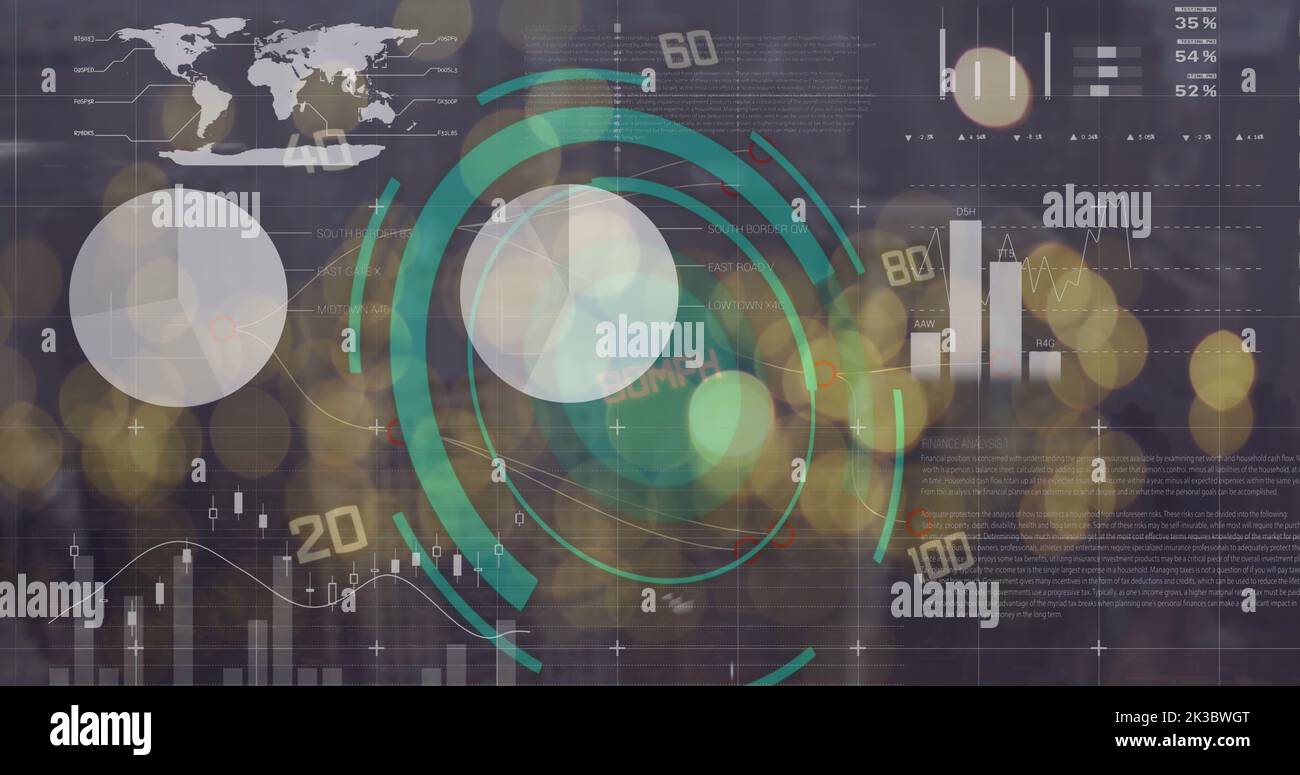 Image of data processing over spots Stock Photo
