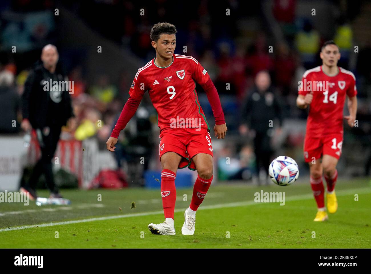 Wales' Brennan Johnson during the UEFA Nations League Group A Match at Cardiff City Stadium, Wales. Picture date: Sunday September 25, 2022. Stock Photo