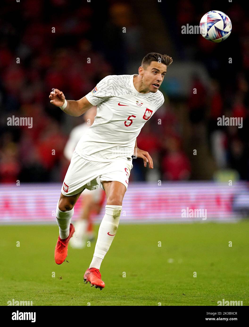 Poland's Jan Bednarek during the UEFA Nations League Group A Match at Cardiff City Stadium, Wales. Picture date: Sunday September 25, 2022. Stock Photo