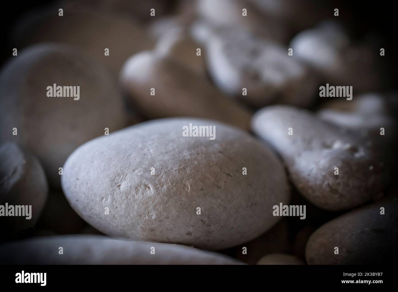 White pebble stones on the beach of Myrtos Stock Photo