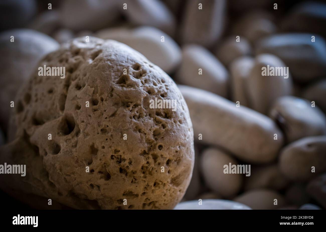 White pebble stones on the beach of Myrtos Stock Photo