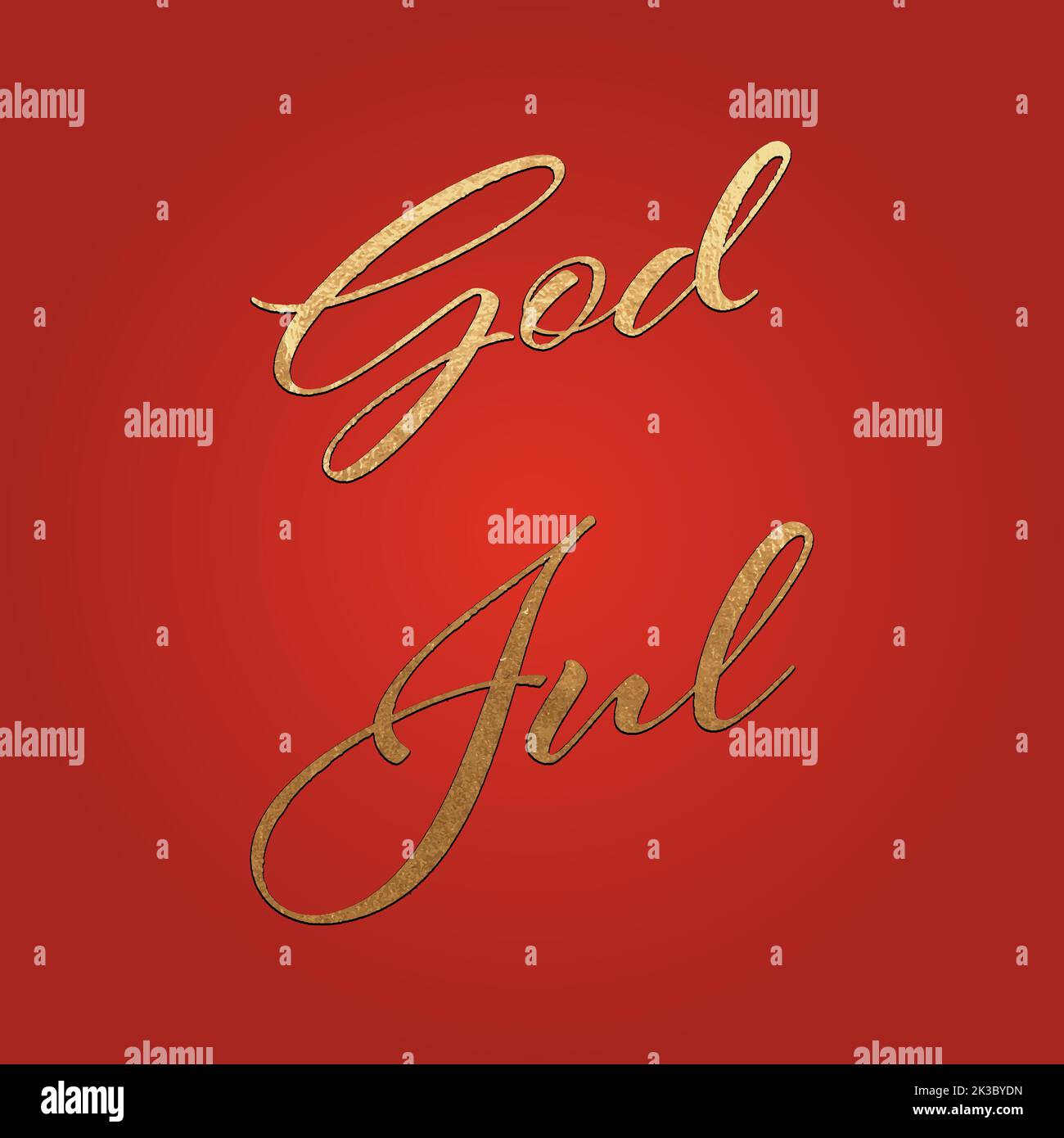 God Jul in gold foil on a red background, vector illustration Stock