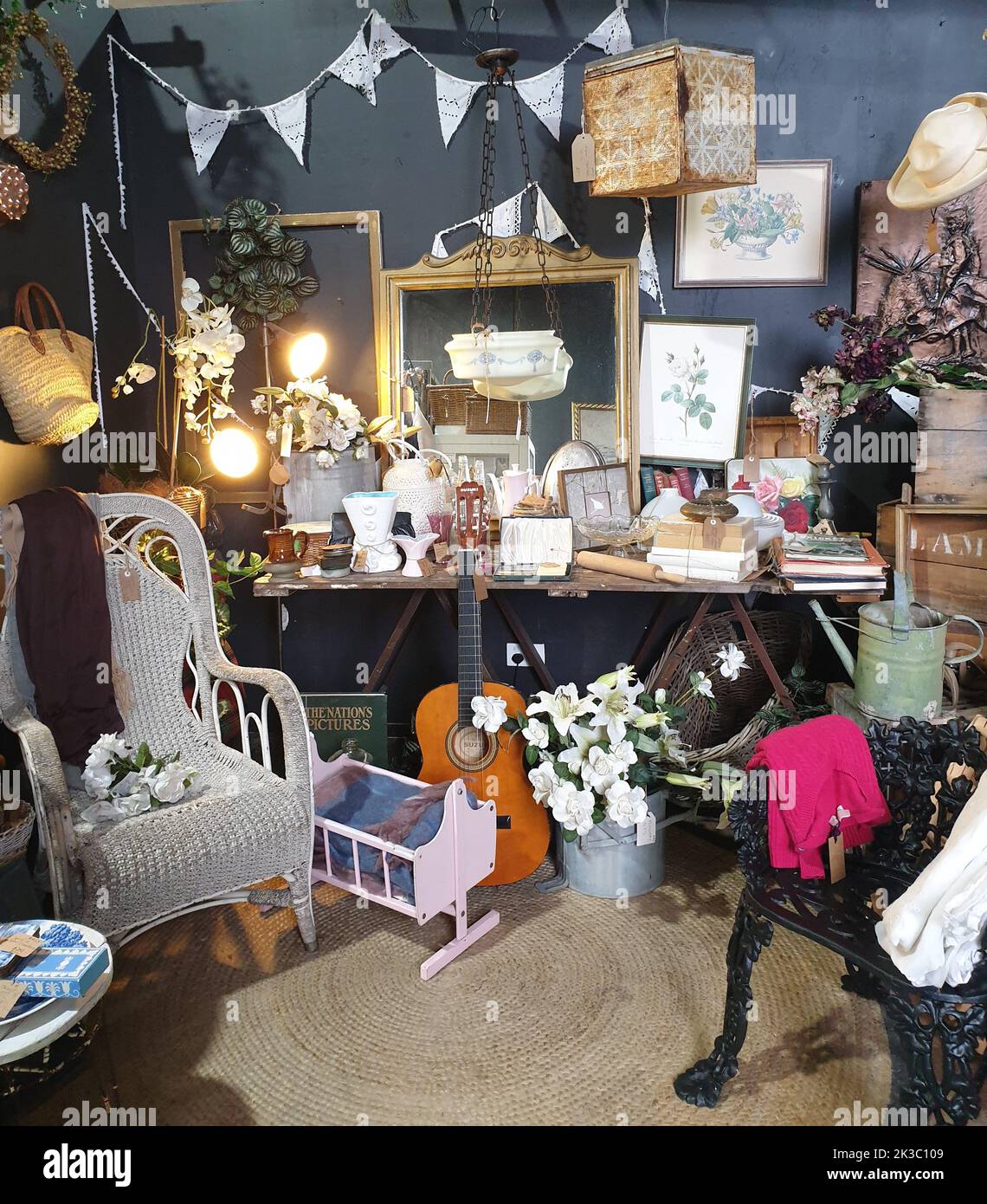 The miscellaneous stuff in an antique secondhand vintage shop at