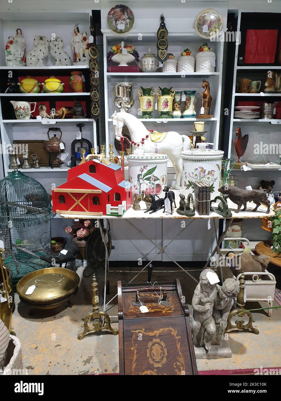 A vertical shot of miscellaneous stuff in an antique second hand vintage shop at Bowral Stock
