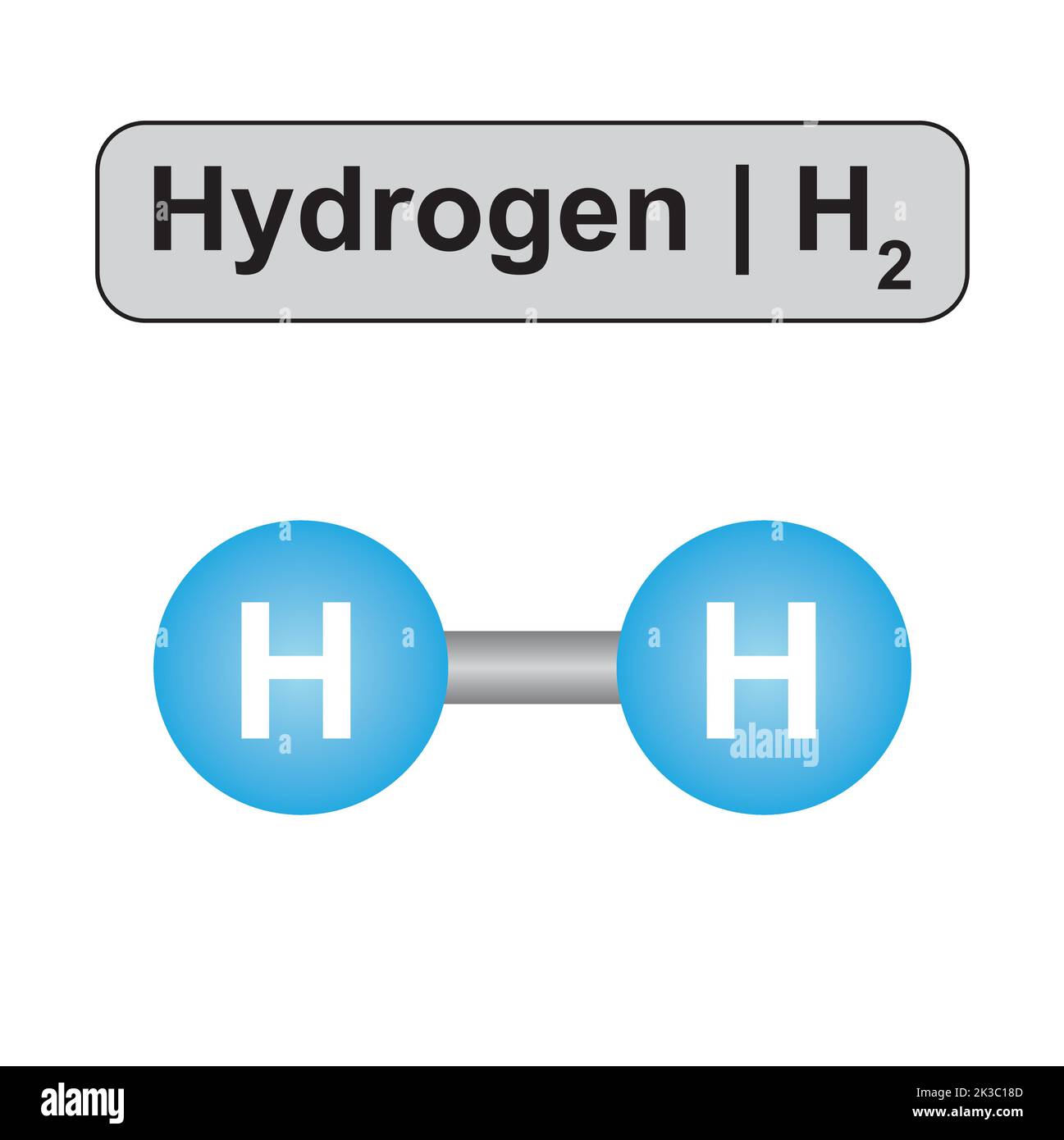 Molecular Model of Hydrogen (H2) Molecule. Vector Illustration. Stock Vector
