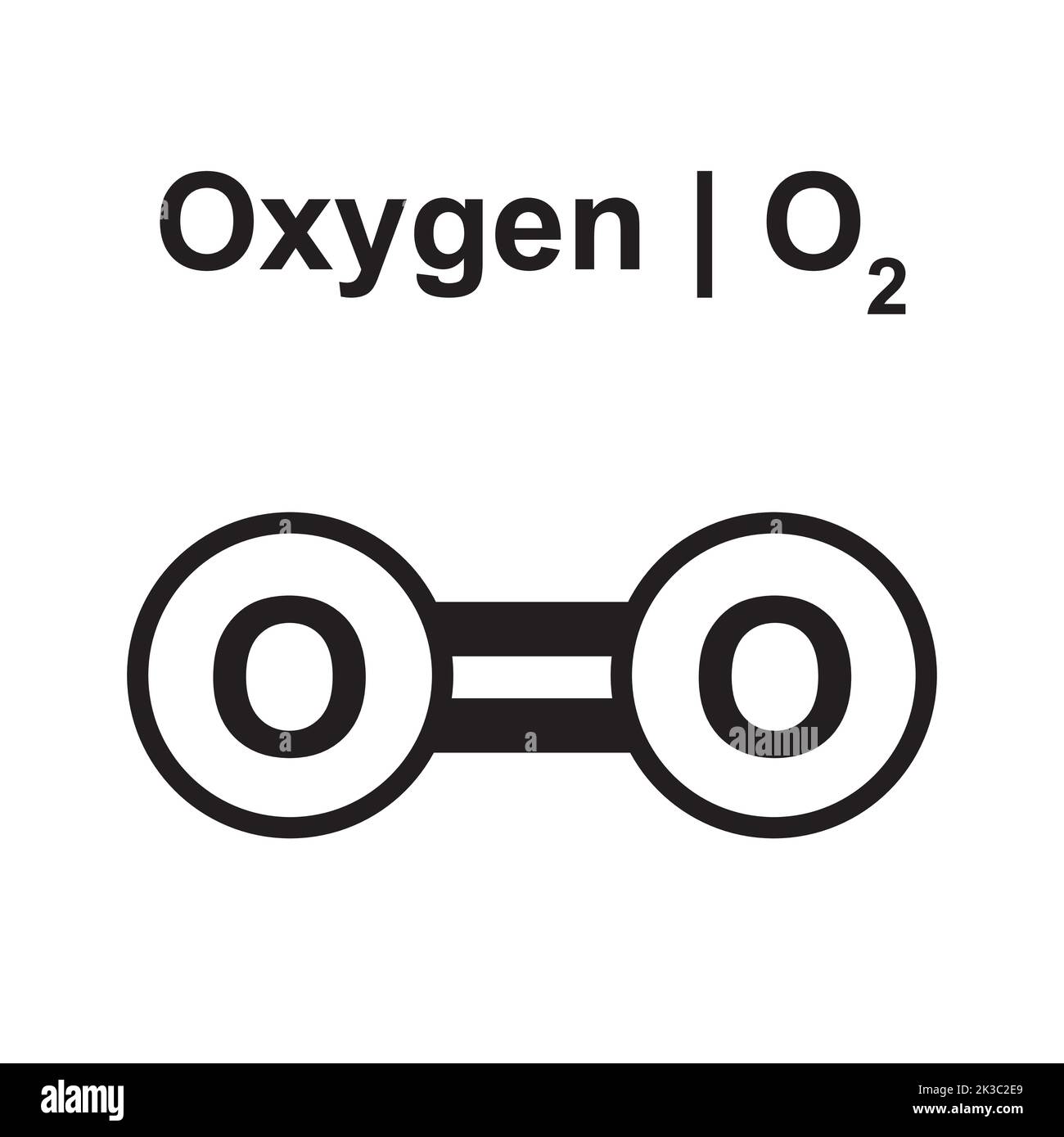 Molecular Model of Oxygen (O2) Molecule. Vector Illustration. Stock Vector