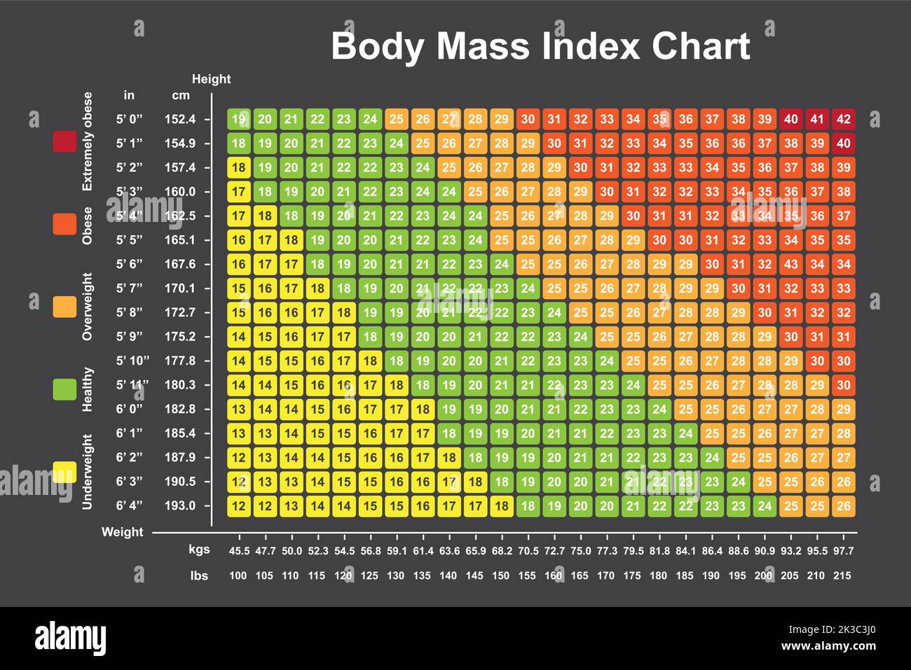 Body Mass Index (BMI) Chart. BMI Calculator To Checking Your Body Mass ...