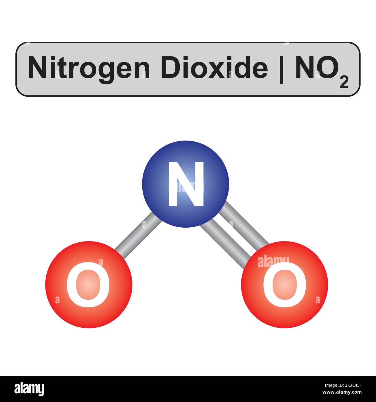 Molecular Model of Nitrogen Dioxide (NO2) Molecule. Vector Illustration ...