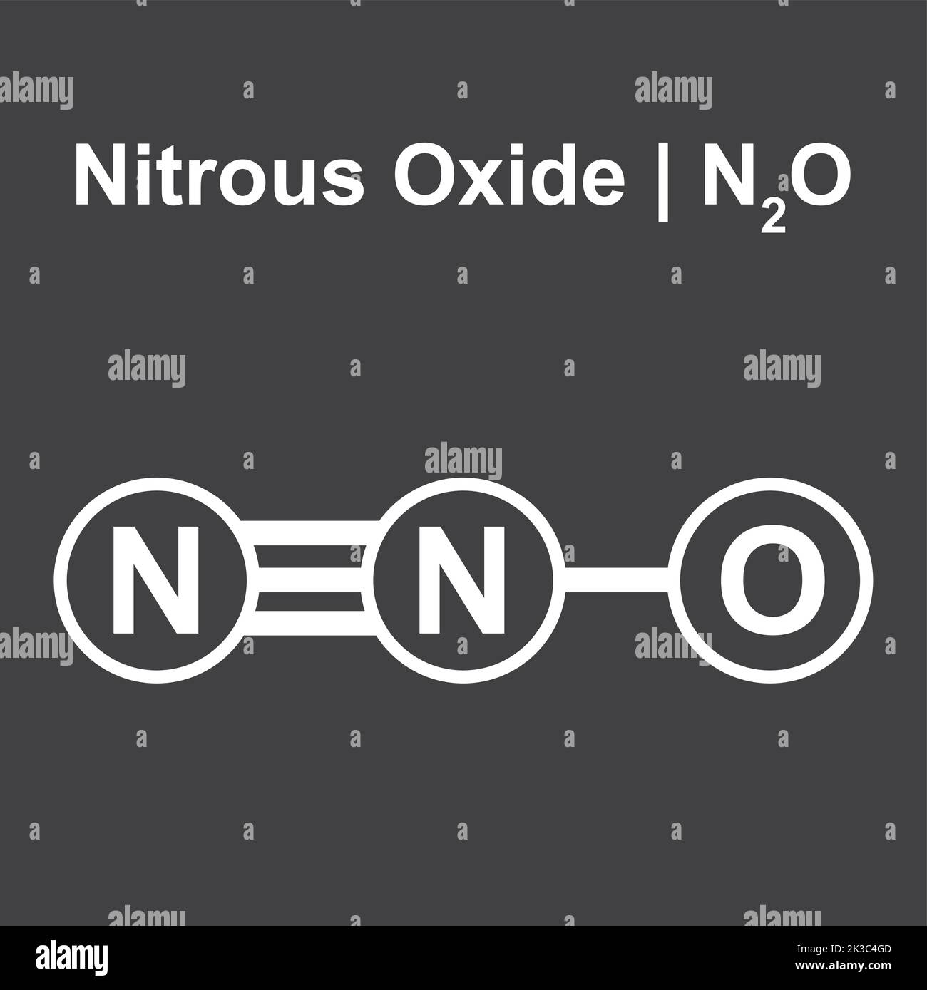 Molecular Model of Nitrous Oxide (N2O) Molecule. Vector Illustration