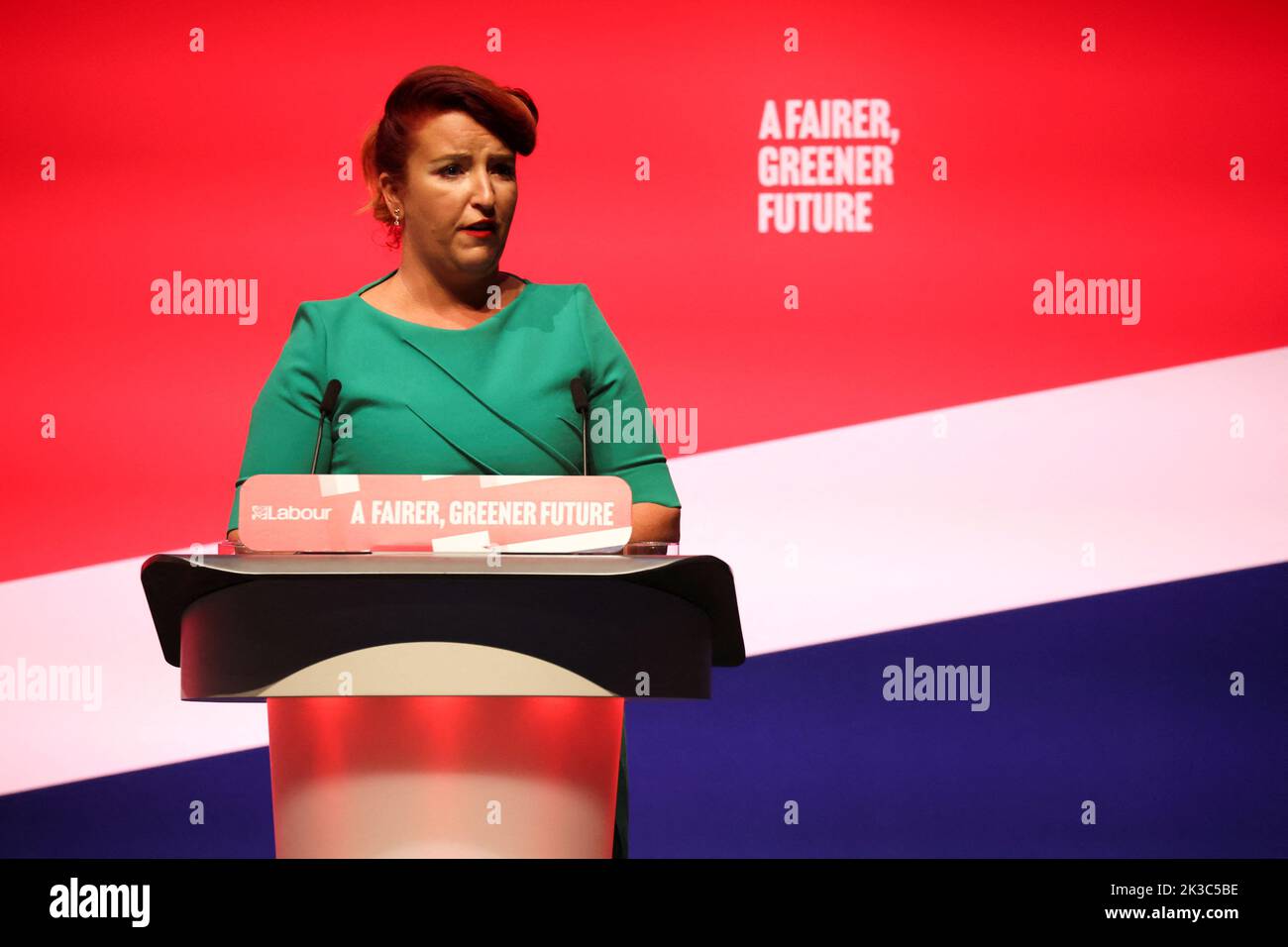 Shadow Secretary of  State for Transport Louise Haigh speaks at Britain's Labour Party's annual conference in Liverpool, Britain, September 26, 2022. REUTERS/Phil Noble Stock Photo