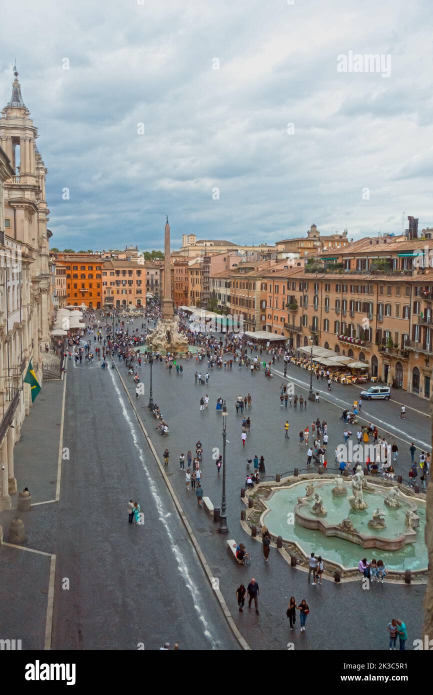 Rome, Italy - September 2022 - Elevated View of Piazza Navona Stock Photo