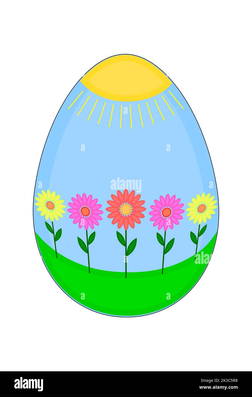 Vector single animal egg. Chicken egg with a flower pattern. Stock Vector