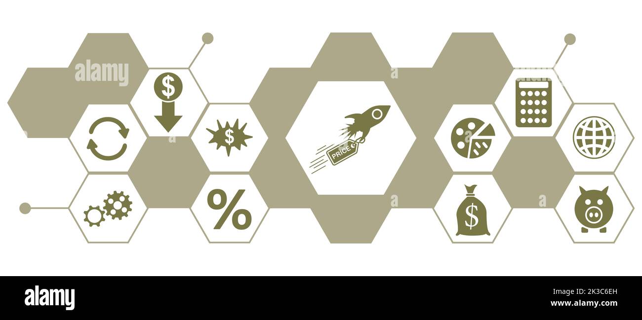 Concept of inflation with connected icons Stock Photo - Alamy