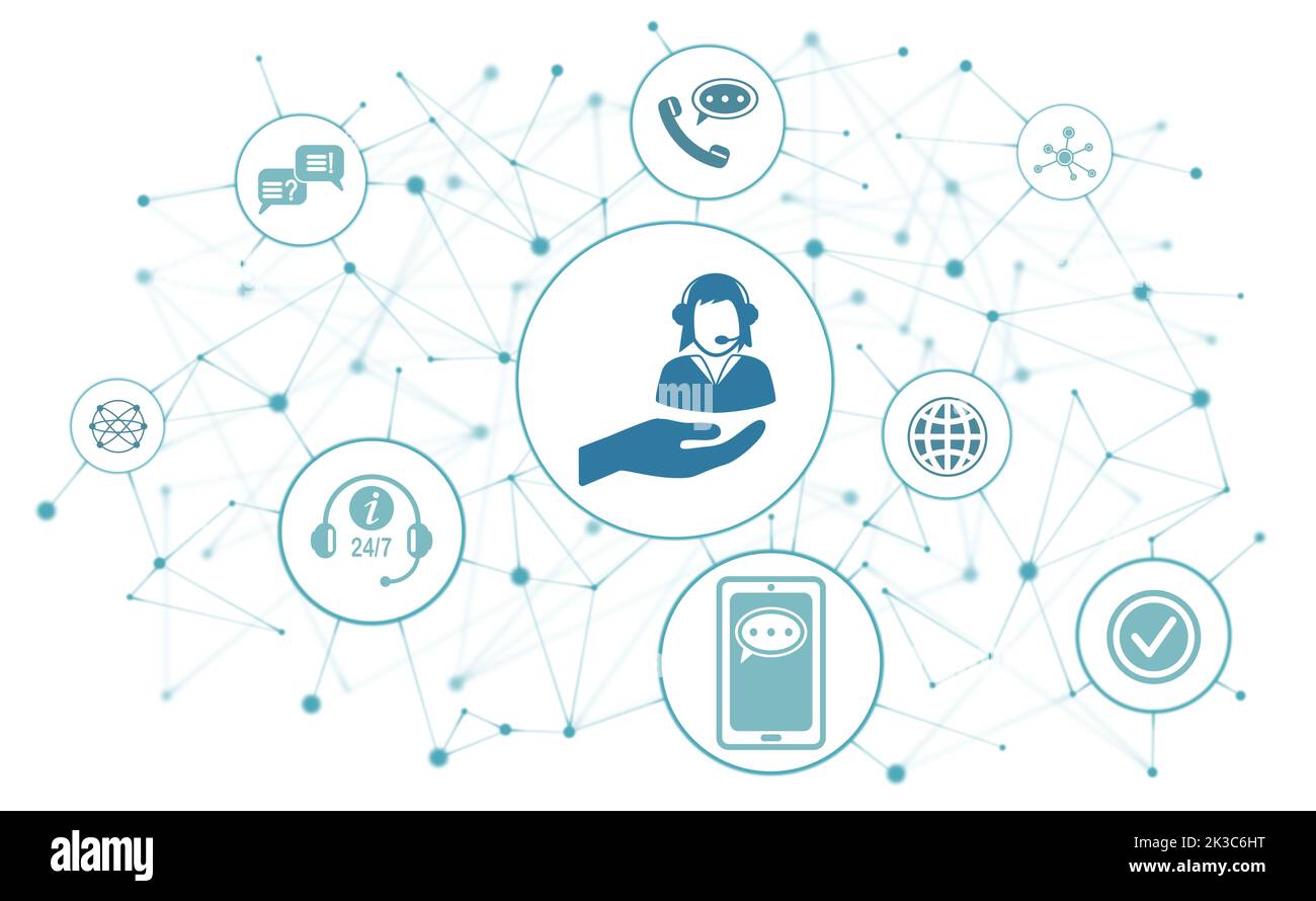 Concept of customer service with connected icons Stock Photo - Alamy