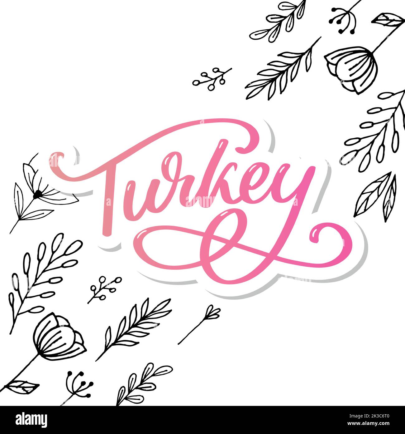 Turkey Lettering. Handwritten name of the country. Vector design ...