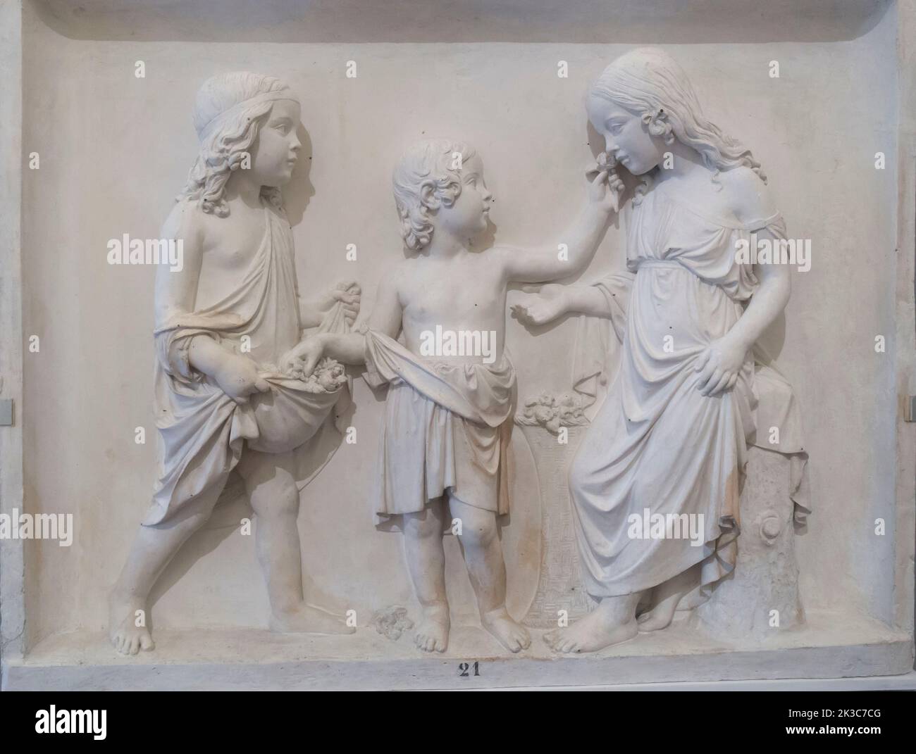Museo Barracco. Rome Italy Plaster Model for a marble relief The Daughters of James Hamilton, Marquis of Abercorn 1840 Stock Photo