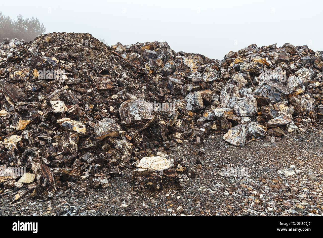 Pile of rocks for road construction base as background Stock Photo