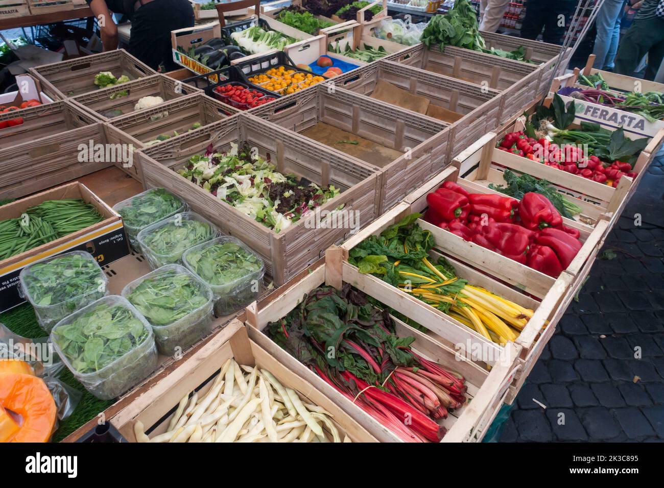 Rome, Italy - September 2022 - Fresh Produce  on sale at Campo de Fiori Market Stock Photo